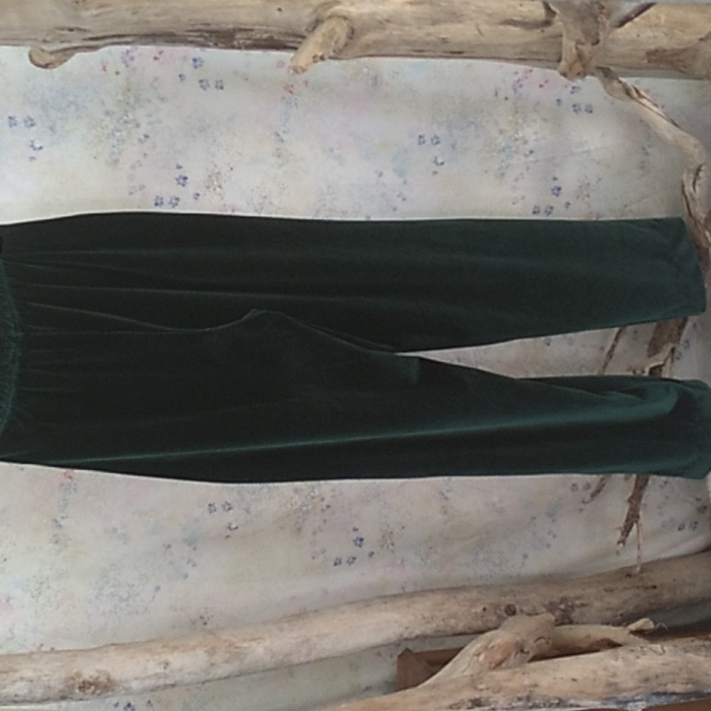 Valenti Women's Size Small Forest/Hunter Green Velvet Pull On Pants *Altered* - Picture 5 of 13